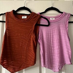Two sheer halter tank tops